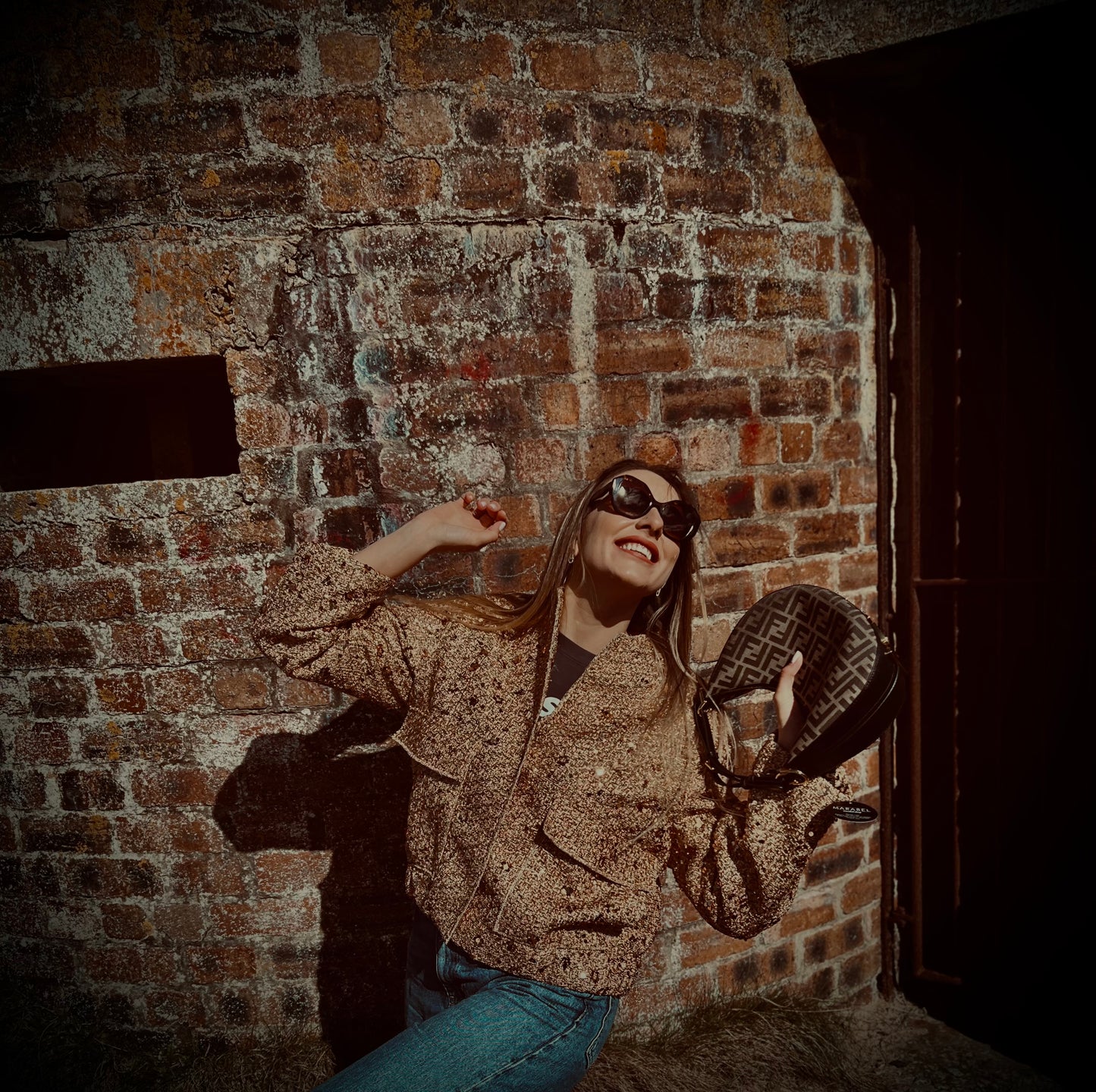 Glittering gold bomber jacket