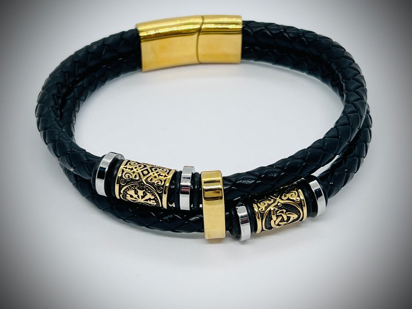 Viking style leather bracelet