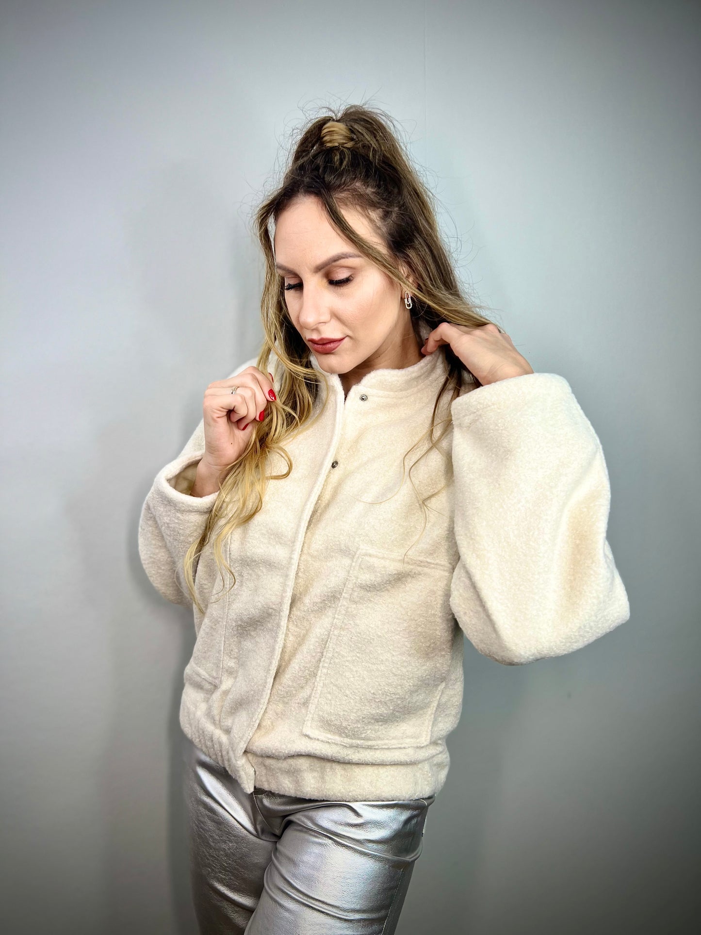 Silver color trousers