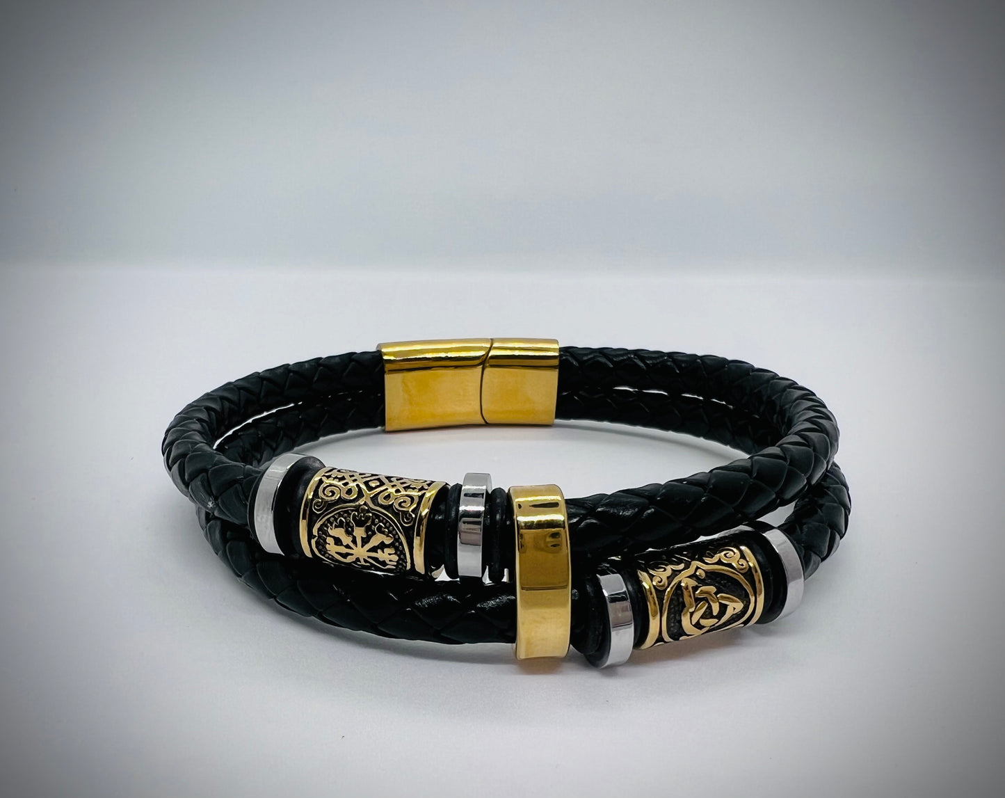Viking style leather bracelet